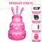 GOOSH 5.5 FT Birthday Inflatables Cake with Candle Happy Birthday with Colorful Rotating LED Lights (Pink)